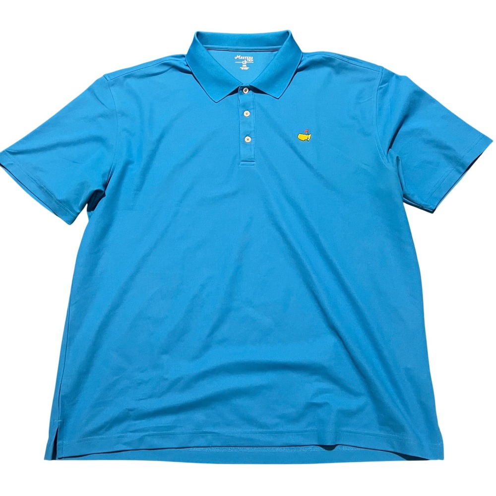 Masters Tech Mens XXL Blue Short Sleeve Golf Polo Shirt MT100-501 Augusta Logo